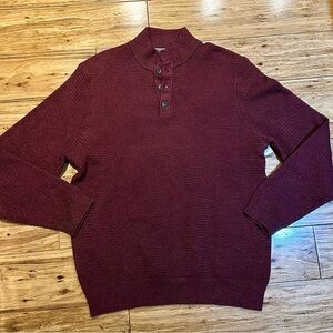 NWT Jos A Bank Sweater Mens XL Red Maroon Long Sleeve Sweater‎ 100% Cotton